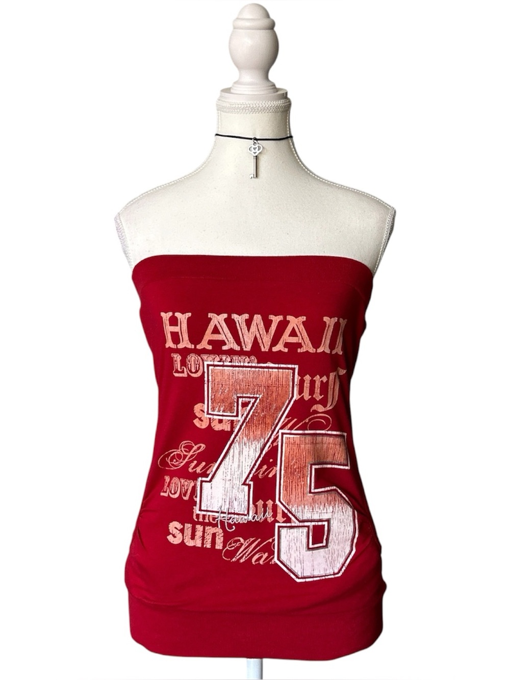 Y2K “Urban Heritage” Red ‘Hawaii’ Graphic Tube Top